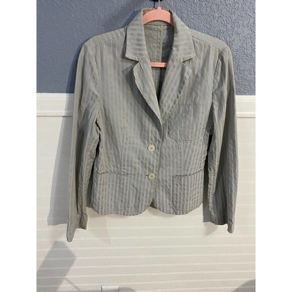 Tommy Hilfiger Gray Striped Double Button Collared Blazer Women's Size 12 - Picture 1 of 6